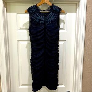 BCBGMAXAZRIA Black Combo Ruched Sleeveless Dress Size M